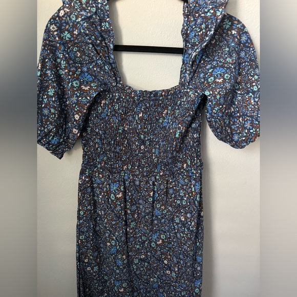 Vineyard Vines Navy Floral Smocked Maxi Dress Off Shoulder Size XS - Picture 6 of 8